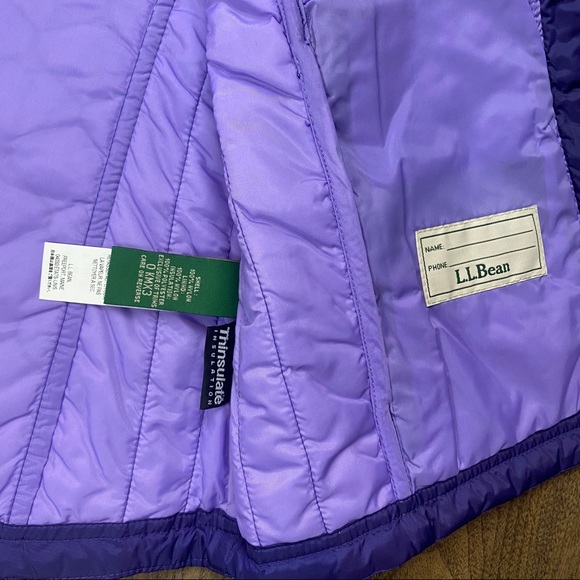 LL Bean Purple Quilted Vest Girls XL 18 - Picture 5 of 7